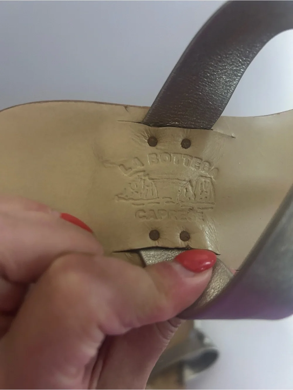 La  Bottega Caprese Italian leather thong wedge sandal